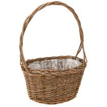 položky Koš na rostliny s rukojetí oválný vrbový hnědý 28/24 cm sada 2 ks