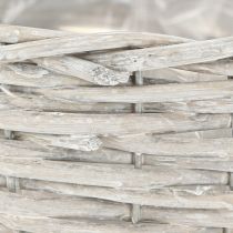 položky Sada proutěných květináčů, bílo-šedá, dekorace v shabby chic, 3 kusy