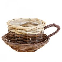 Pletený košík na rostliny, šálek na rostliny s podšálkem Ø16cm
