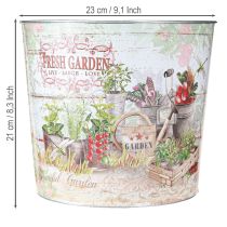 položky Kulatý kovový květináč/květináč Fresh Garden V21 cm
