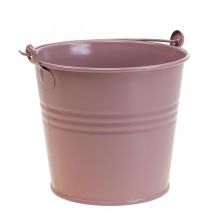 Květináč vintage dekorativní kovové vědro starorůžové Ø16cm V24cm