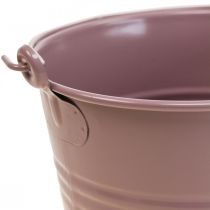 Květináč vintage dekorativní kovové vědro starorůžové Ø16cm V24cm