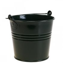 Květináč Vintage Deco kovové vědro tmavě zelené Ø16 H24cm