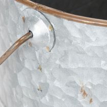 položky Květináč s rukojetí, kovový květináč, květináč, stříbrný, hnědý, V22/20cm D42/40cm, sada 2 ks