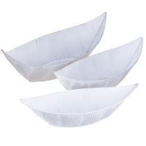 položky Květináč, ve tvaru lodičky, kov, bílá/stříbrná, 54,5/48/42 cm, sada 3 kusů