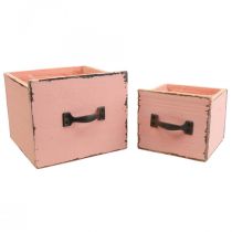 Zásuvka na rostliny truhlík na rostliny dřevěná Peach 12,5/16 cm sada 2 ks