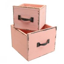 Zásuvka na rostliny truhlík na rostliny dřevěná Peach 12,5/16 cm sada 2 ks