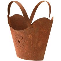 položky Kovový květináč, dekorativní květináč, rezavá úprava s úchyty, V37 cm