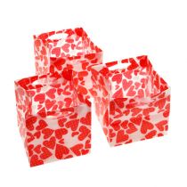 Taška na rostliny vzor srdce 9,5 cm x 9,5 cm x 9 cm 12ks