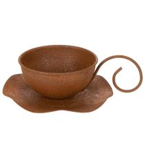 položky Vintage květináč s podšálkem v rezavé barvě, Ø17,5 cm, V6 cm