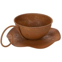 položky Vintage květináč s podšálkem v rezavé barvě, Ø17,5 cm, V6 cm