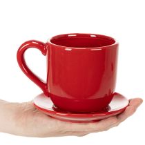 položky Velký dekorativní hrnek s podšálkem, vhodný jako květináč, 17 cm