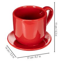položky Velký dekorativní hrnek s podšálkem, vhodný jako květináč, 17 cm