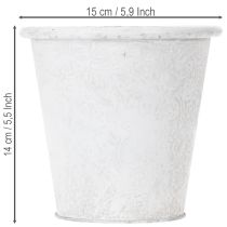 položky Květináč s ornamenty, květináč, kovová nádoba, bílá, Ø15,5 cm, V14,5 cm