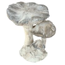 položky Dekorace z litého kamene s houbami, šedá a bílá, 21,5×18×22 cm