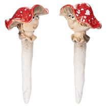 položky Dekorativní figurka houbové zátky - muchomůrka s obličejem, holčička a chlapec 13 cm, 2 ks