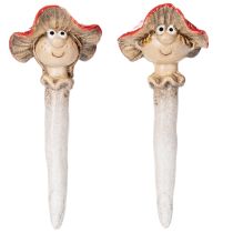 položky Dekorativní figurka houbové zátky - muchomůrka s obličejem, holčička a chlapec 13 cm, 2 ks
