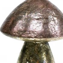 Deko houby růžové podzimní dekorace kov Ø9cm V13,5cm 2ks