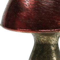 Deco houba červená velká kovová podzimní dekorace Ø14cm V23cm