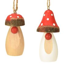 položky Hříbka na zavěšení dřevo bílá, hnědá asort 6,5/8cm 8 ks