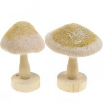 Deko houbové dřevo, filc s třpytkami dekorace na stůl Advent H11cm 4ks