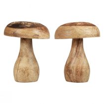 Dřevěné houby dekorativní houby dřevěné přírodní podzimní dekorace Ø10cm V12cm 2ks