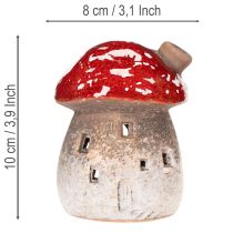 položky Dekorativní figurka muchomůrka s komínem, houbový domeček, světýlko, 10 cm, 2 ks