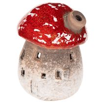 položky Dekorativní figurka muchomůrka s komínem, houbový domeček, světýlko, 10 cm, 2 ks