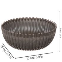 položky Žebrovaná miska, antracitová, dekorativní miska, kulatá, 15 cm, 2 kusy