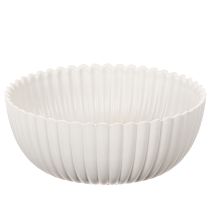 položky Kulatá, žebrovaná miska v bílé barvě pro všestrannou dekoraci, 15 cm, 2 kusy