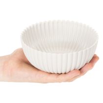položky Kulatá, žebrovaná miska v bílé barvě pro všestrannou dekoraci, 15 cm, 2 kusy