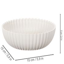 položky Kulatá, žebrovaná miska v bílé barvě pro všestrannou dekoraci, 15 cm, 2 kusy