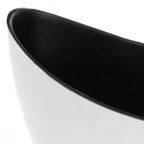 Dekorativní miska, oválná, bílá, černá, plastová sázecí loď, 24cm
