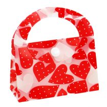 Plastový sáček se vzorem srdce 9cm x 9,5cm x 3,5cm 10ks