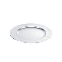 Plastový talíř 25cm stříbrný se stříbrným listovým efektem