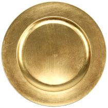 Plastový talíř Ø33cm zlatý s efektem plátkového zlata