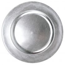 Plastový talíř stříbrný Ø33cm s efektem glazury