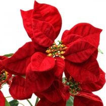 Umělá vánoční hvězda červený stonkový květ 3 květy 85cm