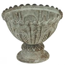 Váza na šálek kovový ozdobný šálek hnědobílý Ø15cm H12,5cm