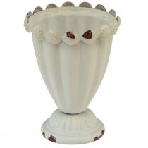 Váza na šálek kovový ozdobný šálek krémově hnědý Ø9cm V13cm