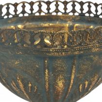 Váza na šálek kovová dekorace šálek zlato šedý starožitný Ø15,5cm V22cm