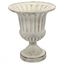 Váza na šálek Metal Deco Shabby Chic Bílá Šedá V24cm Ø20cm