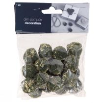 položky Bambulky se třpytivě zelenou 2,5 cm bambulky 2 sáčky – 24 ks