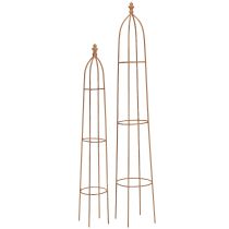 položky Sada 2 kovových obelisků s rezavým vzhledem Trellis 69/86 cm