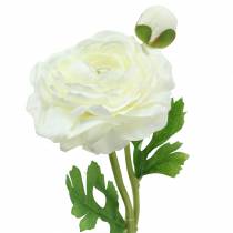 položky Umělá květina pryskyřník s květem a poupatem bílý H34cm