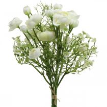 Kytice ranunculus umělé květiny Hedvábné květiny bílé L37cm