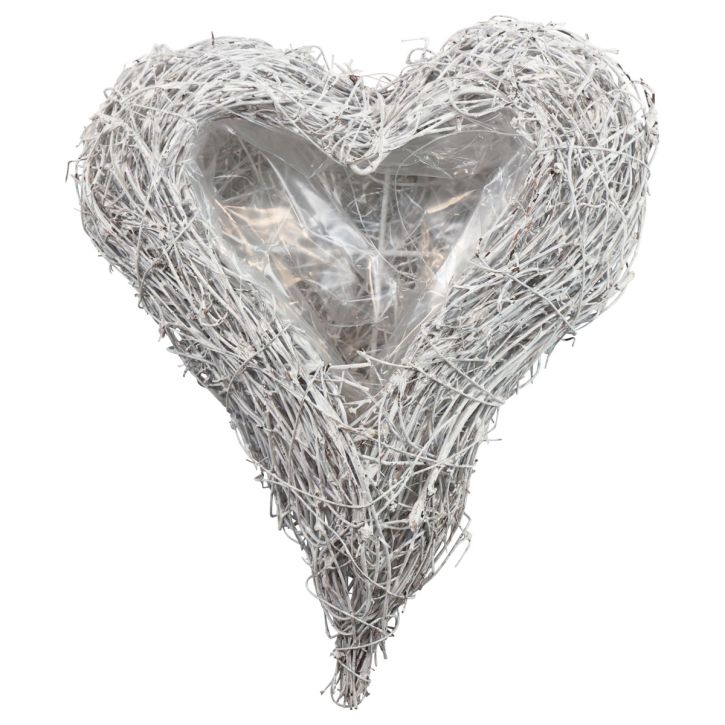 Miska na rostliny srdce z vinné révy srdíčko bílá přírodní 16×19cm×5,5cm
