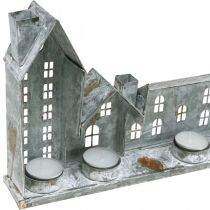 položky Světelné domečky, dekorace na okna, stříbrné světelné domečky, kovová lucerna ve starožitném vzhledu, D67,5 cm V20 cm