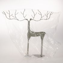 položky Dekorativní socha jelena s velkými paroží, moderní kovový vzhled, 48 cm