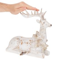 položky Dekorativní figurka sedícího jelena s parohy, 30 cm